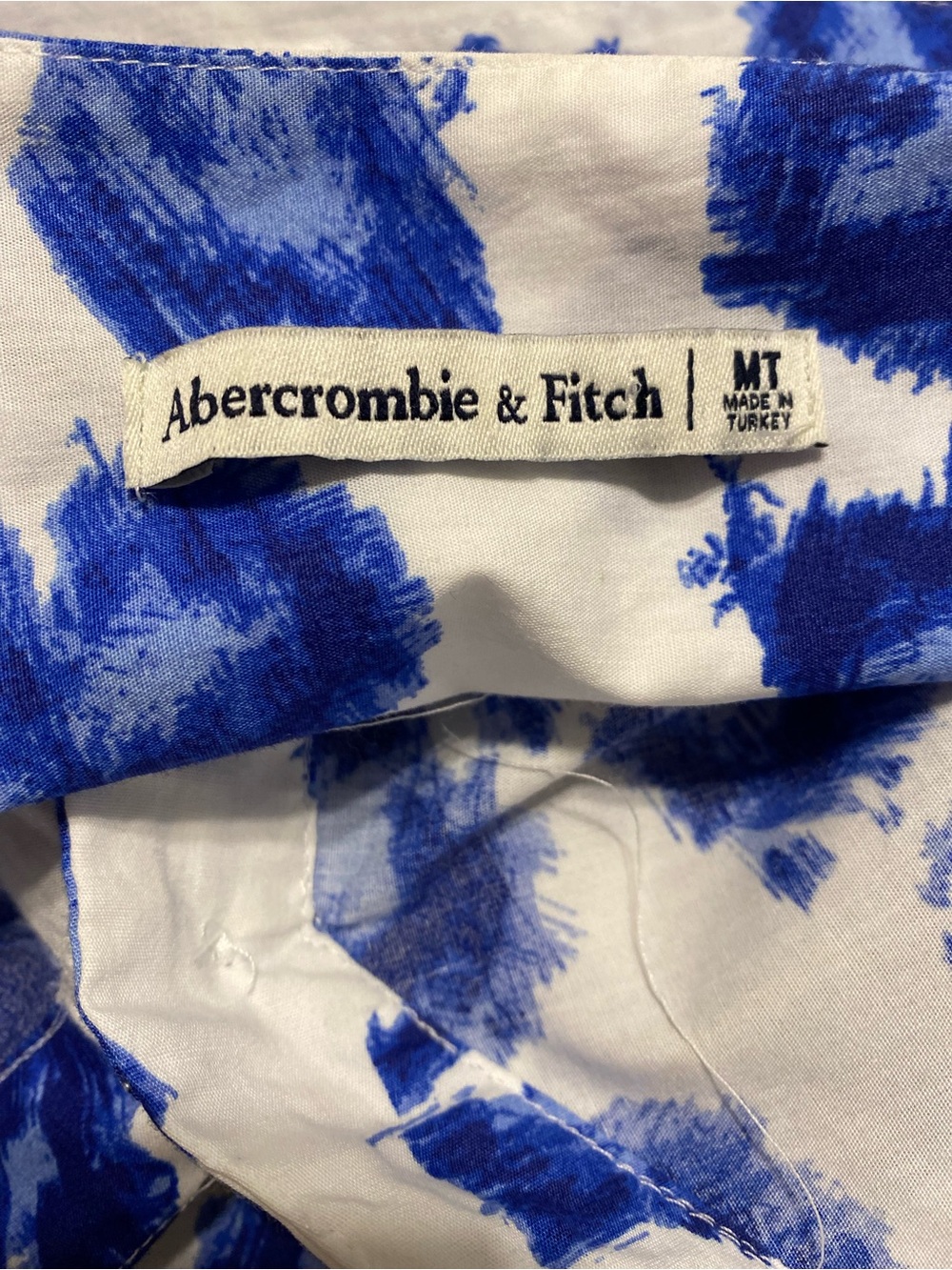 Abercrombie & Fitch Tie-Waist Tiered Maxi Dress Blue White Floral Size MT - Picture 10 of 11